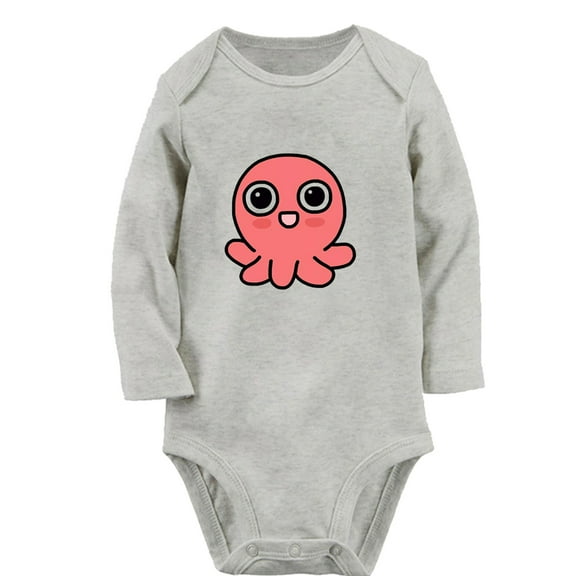iDzn Little Baby Cute Rompers, Newborn Babies Unisex Bodysuits, Infant Animal Octopus Graphic Jumpsuits, Toddler Kids Long Sleeve Oufits (Pink, 0-6 Months)