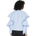 thumbnail image 3 of Romeo and Juliet Couture BLUE/WHITE Women's Ribbon Tie Sleeves Top, US Medium, 3 of 3