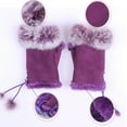 thumbnail image 3 of Girls Women Winter Warm Faux Rabbit Fur Soft Fingerless Gloves Mitts,Pink, 3 of 8