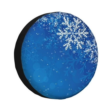 Gaeub Blue Christmas With Snowflakes 14-17in Tire Cover Spare Tire Cover for Camper Caravan Trailer Car Truck SUV Jeep-16 inch