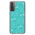 thumbnail image 1 of DistinctInk Clear Shockproof Hybrid Case for Galaxy S21+ PLUS 5G (6.7" Screen) - TPU Bumper, Acrylic Back, Tempered Glass Screen Protector - Teal White Floral, 1 of 2