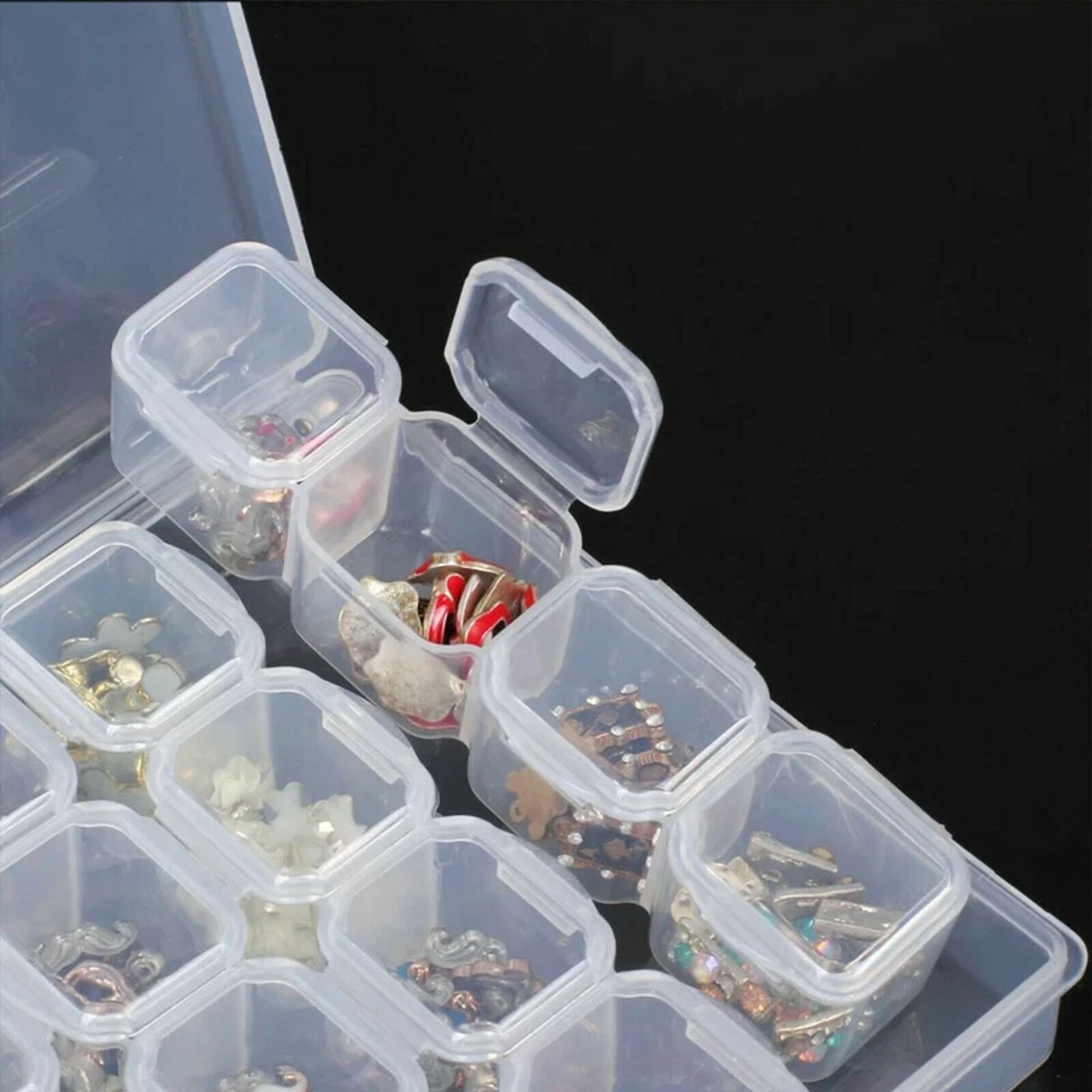 28 Grid Plastic Compartments Jewelry Adjustable Organizer Storage Box Case