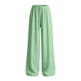 thumbnail image 4 of TZZQ Striped Linen Pants Wide Leg Drawstring Elastic Waist Trousers with Pockets Lightweight Loose Striped Gingham Plaid Lounge Pants Summer Casual Relaxed Fit Beach Vacation Flowy Slacks Green L, 4 of 4
