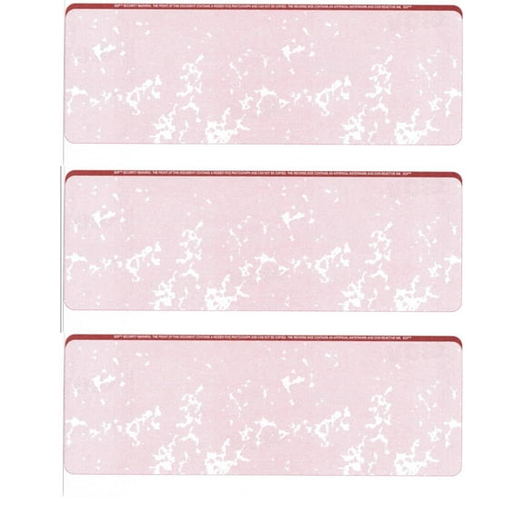 Zapco Security Check Paper, 24lb w Red Marble Pattern, 8-1/2" x 11", Microperfed with 3 Checks, 8 Security Features - 100 SHEETS