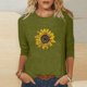 thumbnail image 2 of Camisetas Casuales de las Mujeres de Moda Impresa 3/4 Mangas Blusa Cuello Redondo para el Hogar Y Diario, 2 of 4