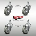 thumbnail image 2 of 3.5 Inch SS Gray Polyurethane Wheel Swivel ½ Inch Threaded Stem Caster Set SCC, 2 of 2