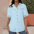 thumbnail image 2 of Women's Fashion V Neck Button Down Casual T-Shirt Loose Fit Soft Comfortable Blouse Top for Everyday Wear, 2 of 2
