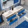 thumbnail image 4 of Eviva Vienna 75 in. Blue Wall Mount Bathroom Vanity with White Integrated Acrylic Sinks, 4 of 7