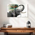 thumbnail image 2 of Elephant Stock Elephant Elation Wall Art - Horizontal Multi Panel Canvas - Living Room Wall Decor - Animal Multi Panel - Gray And Gold Decor By Ashvin Harrison - 23" x 14", 2 of 4