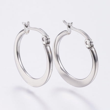 10 Pairs 304 Stainless Steel Hoop Earrings 20mm Earrings Small Hoop Sliver Black Sleeper Earrings For Women Men