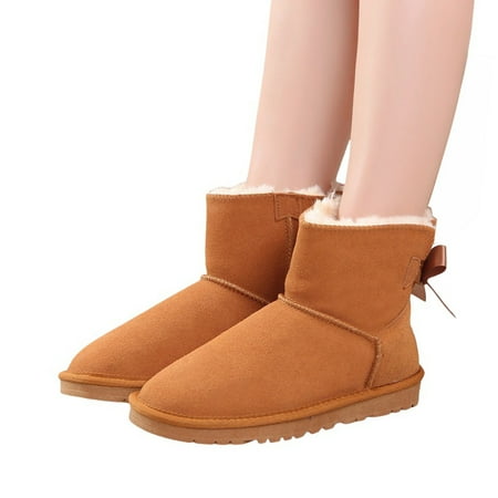 

Women s Anti-Slip Snow Boots with High Back Bow for Winter Walking - Comfortable PU Footwear Maroon 14