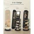 thumbnail image 5 of Roating Jewelry Cabinet, LED Standing Jewelry Organizer, Lockable Mirror Jewelry Cabinet, Black, 5 of 7