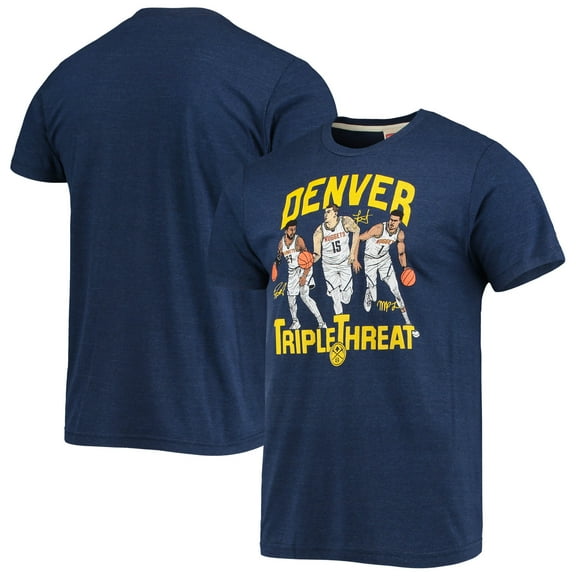 Men's Homage Jamal Murray/Michael Porter Jr./Nikola Jokic Heathered Navy Denver Nuggets Triple Threat Player Tri-Blend