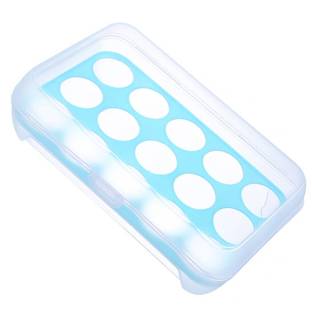 Billuyoard Soporte para huevos, nevera, 15 rejillas, bandeja para huevos, caja con tapa, contenedor de almacenamiento de plástico apilable transparente, Organizadores de utensilios de cocina Azul Billuyoard HA005026-03