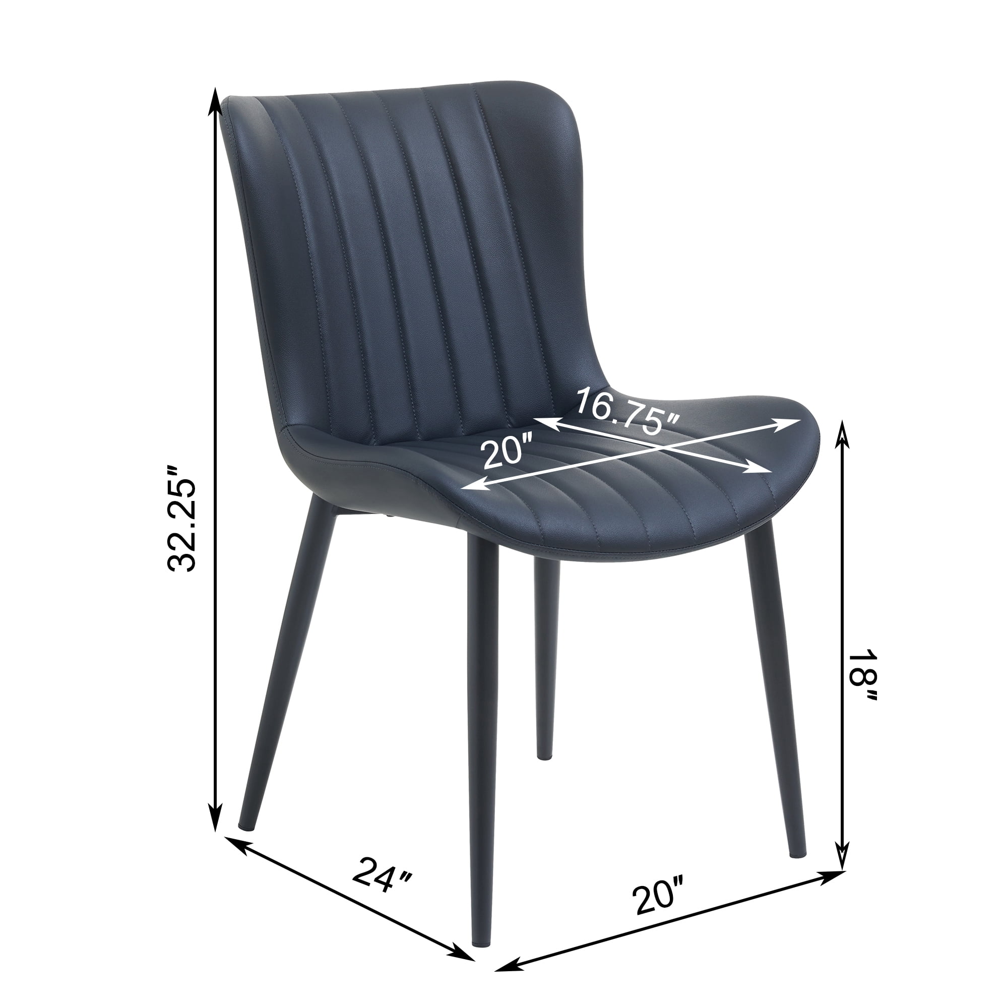 Euroco Mid-Century Modern Dining Chairs Set of 2, Accent Chairs with Curved Back and Iron Frame, Kitchen Side Chairs for Bedroom, Living Room,Dining Room,Black