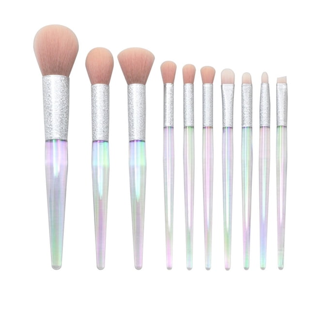 10 - Pcs Conical Grinding Sand Mouth Tube Makeup Brush Set with Transparent Handle