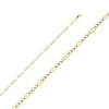 AA Jewels 14k White and Yellow Gold 2.3MM Two Tone Hollow Figaro White Pave Chain Necklace With - 20 Inches