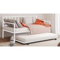 thumbnail image 3 of Miekor Furniture 1pc Twin Size Metal Daybed With Trundle Contemporary Style Full Metal Structure Mattress Ready White Finish MK7168, 3 of 6