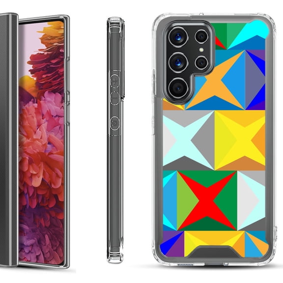 Shockproof Bumper Phone Case for Samsung Galaxy S22 Ultra 5G, by OneToughShield ® - Abstract Color