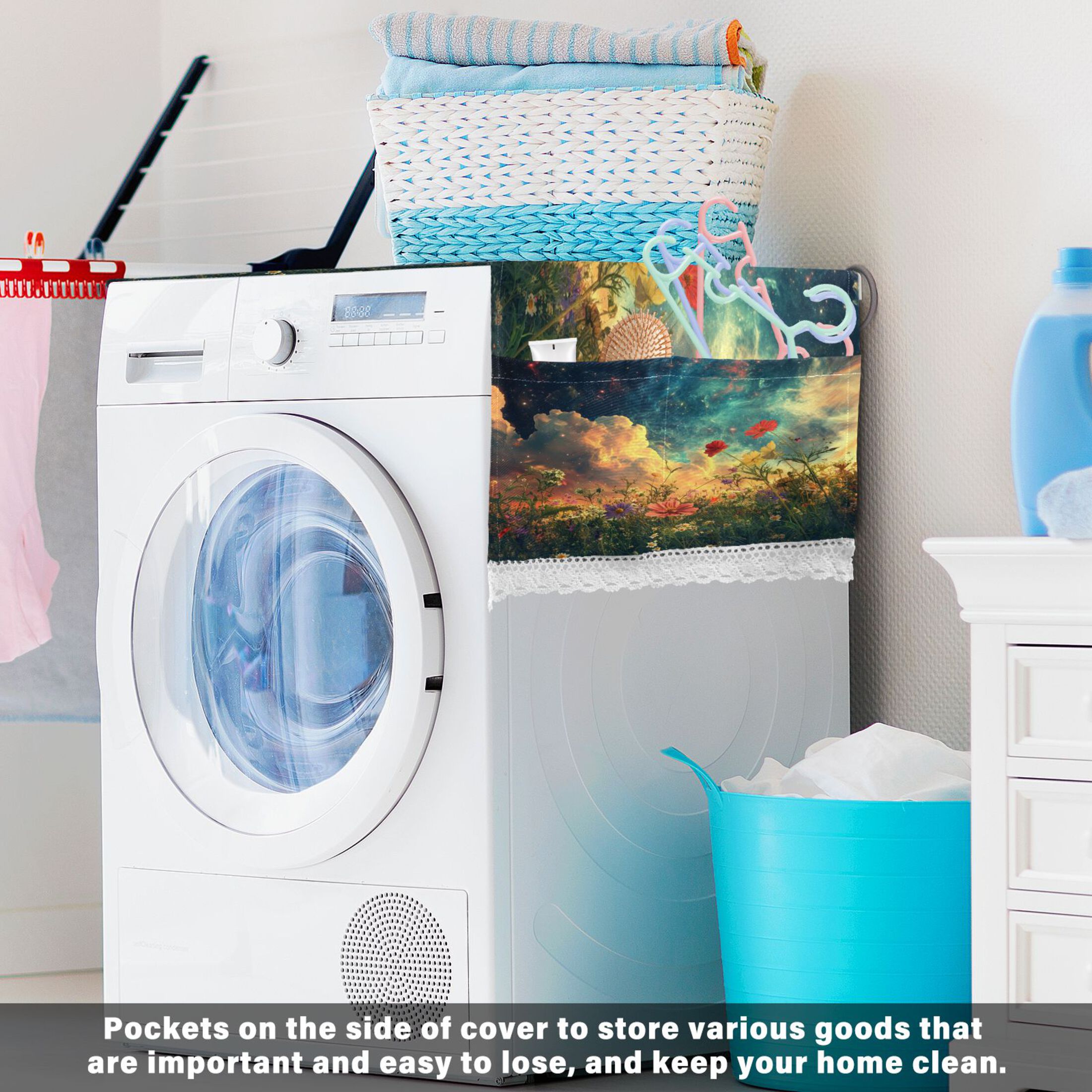 DEIARA Beautiful Flower Sea Washing Machine Cloth Dryer Refrigerator Top Cover Protective Non-Slip Mat For Kitchen Laundry