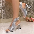 thumbnail image 5 of Caywon Women Heel Sandals Peep Toe Block Heel, Woven Texture Ladies Shoes Dressy, Comfortable Summer Evening Party, Sandalias Mujer, 5 of 6