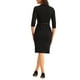 thumbnail image 3 of Vestido de oficina Allegra K Inspire Chic para mujer, con mangas 3/4, cinturón y escote corazón, vestido ajustado M negro, 3 of 6