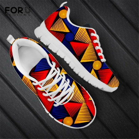 

African Print Tribe Floral Pattern Women Flats Shoes Breathable Spring/Autumn Lace Up Sneakers Brand Design Shoes