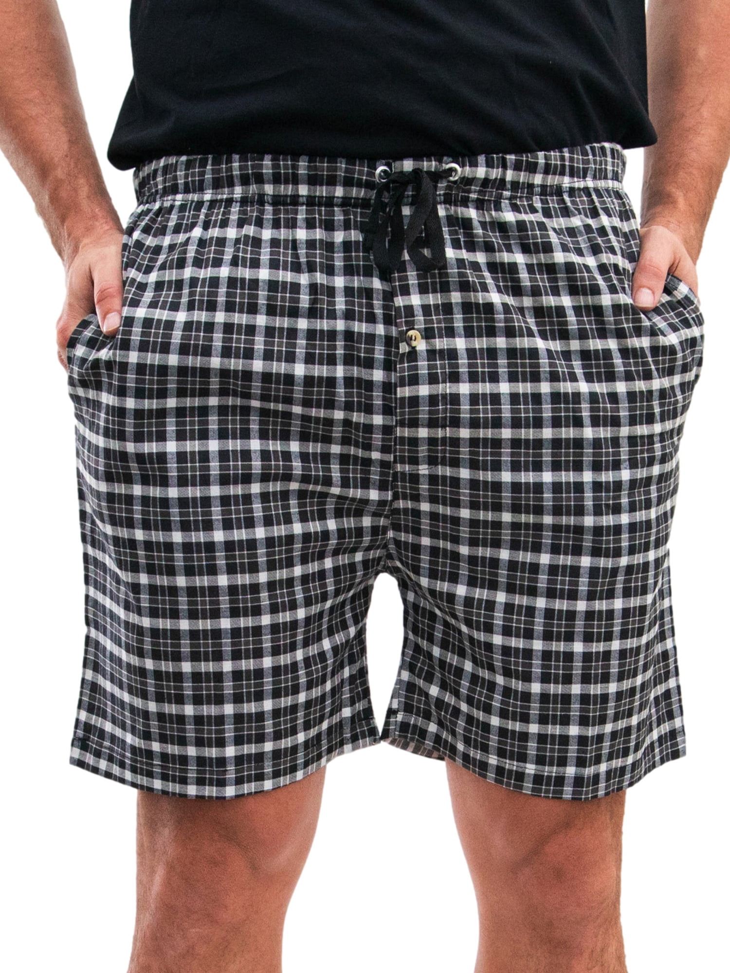 TruFit Mens Woven Plaid Pajama Sleep Shorts With Pockets, 9002JS