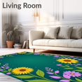 thumbnail image 2 of ODIKA 5'x7' Machine Washable Non-Slip Area Rug, Hook Yarn Crafting Wildflower Fairy Tale Forest Adventure Theme High Traffic Rug, Yellow, 727887, 2 of 7