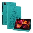thumbnail image 2 of FJLBDE Case for iPad Pro 12.9 2022/2021/2020/2018 6th/5th/4th/3rd Gen, Embossed Flower PU Leather Flip Wallet Folio Stand Cover, Green, 2 of 7