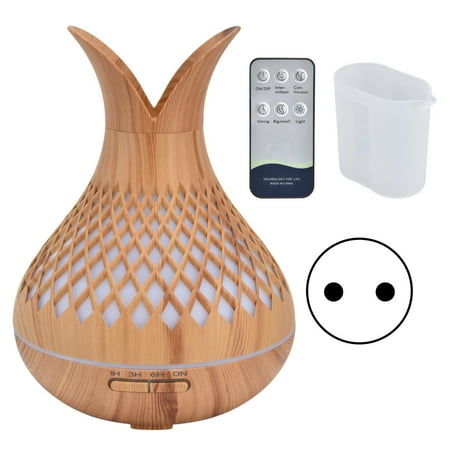 

Essential Oil Diffuser Automatic Shut Off Low Noise 7 Lights Remote Control Wooden Humidifier for Home Office 100240VEU