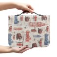 thumbnail image 2 of HELLHERO British Flag Newspaper Design Book Holder Organizer Zipper for Prayer Christian Prayer Church, PU Leather Zippered Handle Bible Cover, 2 of 12