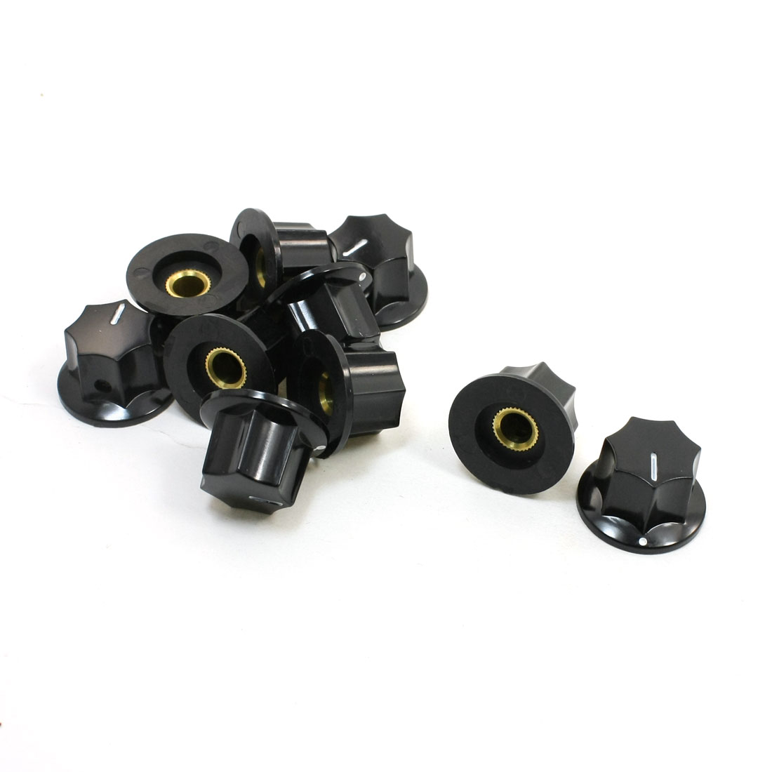 Unique Bargains 10pcs 6mm Shaft Dia White Mark Control Volume Potentiometer Knobs Pots