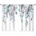 thumbnail image 6 of Blue Grey Eucalyptus Botanical Leaves Floral Kitchen Window Curtains Over Sink Farmhouse Flower Leaf Small Window Treatment Cafe Short Curtains for Bathroom Treatment Tier Drapes 27.5x39 inch, 6 of 6