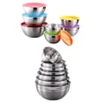 thumbnail image 3 of 7X Mixing Bowls Salad Bowl Mirror Finish Rice Snack Cereal Bowl Snack Cereal Food Storage Basin Kitchen Dining Cooking Tableware White Lid, 3 of 9