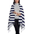 thumbnail image 3 of Junzan Lightweight Women'S Fashion Navy Blue And White Stripes Printed Winter Fall Warm Scarves Scarf Shawl, 3 of 9