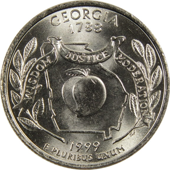 1999 P Georgia State Quarter BU Uncirculated Clad 25c Coin