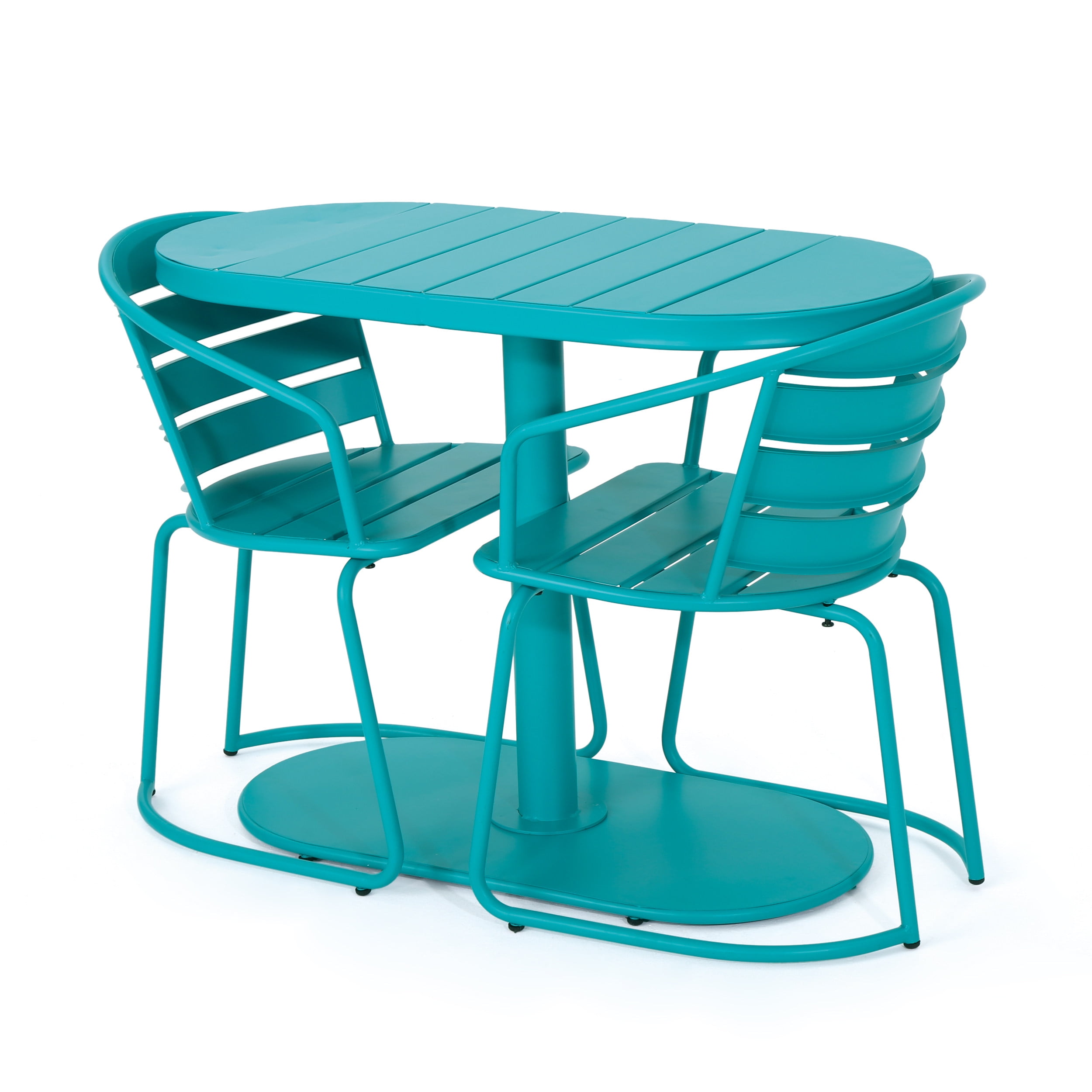 Outdoor 3 Piece Leisure Bistro Set, Combined Table and Chairs Furniture for Patio Garden, Taupe