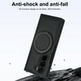 thumbnail image 6 of Compatible with Samsung Galaxy Z Fold 6 Phone Case,Built-in Screen Protector,360° Rotatable Ring Kickstand,Compatible with Mag-Safe,Anti-Scratch Leather Shockproof Rugged Phone Case,Black, 6 of 8