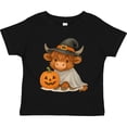thumbnail image 3 of Inktastic Adorable Halloween Highland Cow with Pumpkin Boys or Girls Toddler T-Shirt, 3 of 5