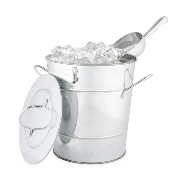 Cubeta de Hielo Aislada Twine con Tapa y Cuchara 4L Metal Galvanizado