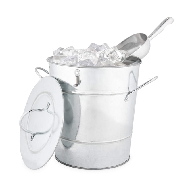 Cubeta de Hielo Aislada Twine con Tapa y Cuchara 4L Metal Galvanizado
