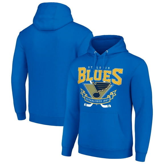 Men's Starter Blue St. Louis Blues Team Logo Graphic Fleece Tri-Blend Pullover Hoodie