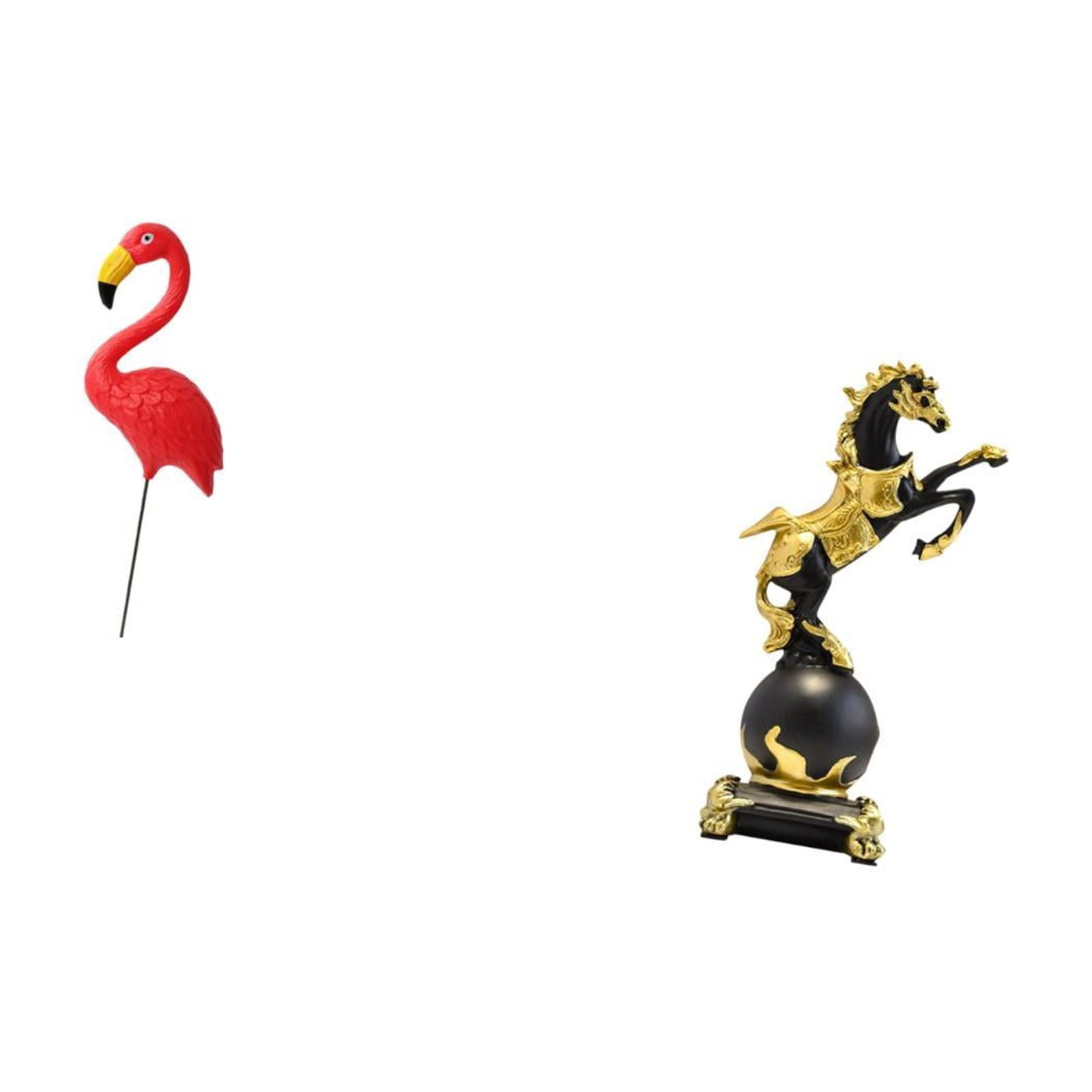 Dualoai Flamingo Horse Garden Statue Figurine Ornament Sculpture for Holiday Spring Modern Collection Tabletop Centerpiece Fireplace Living Room Desk Yard Art