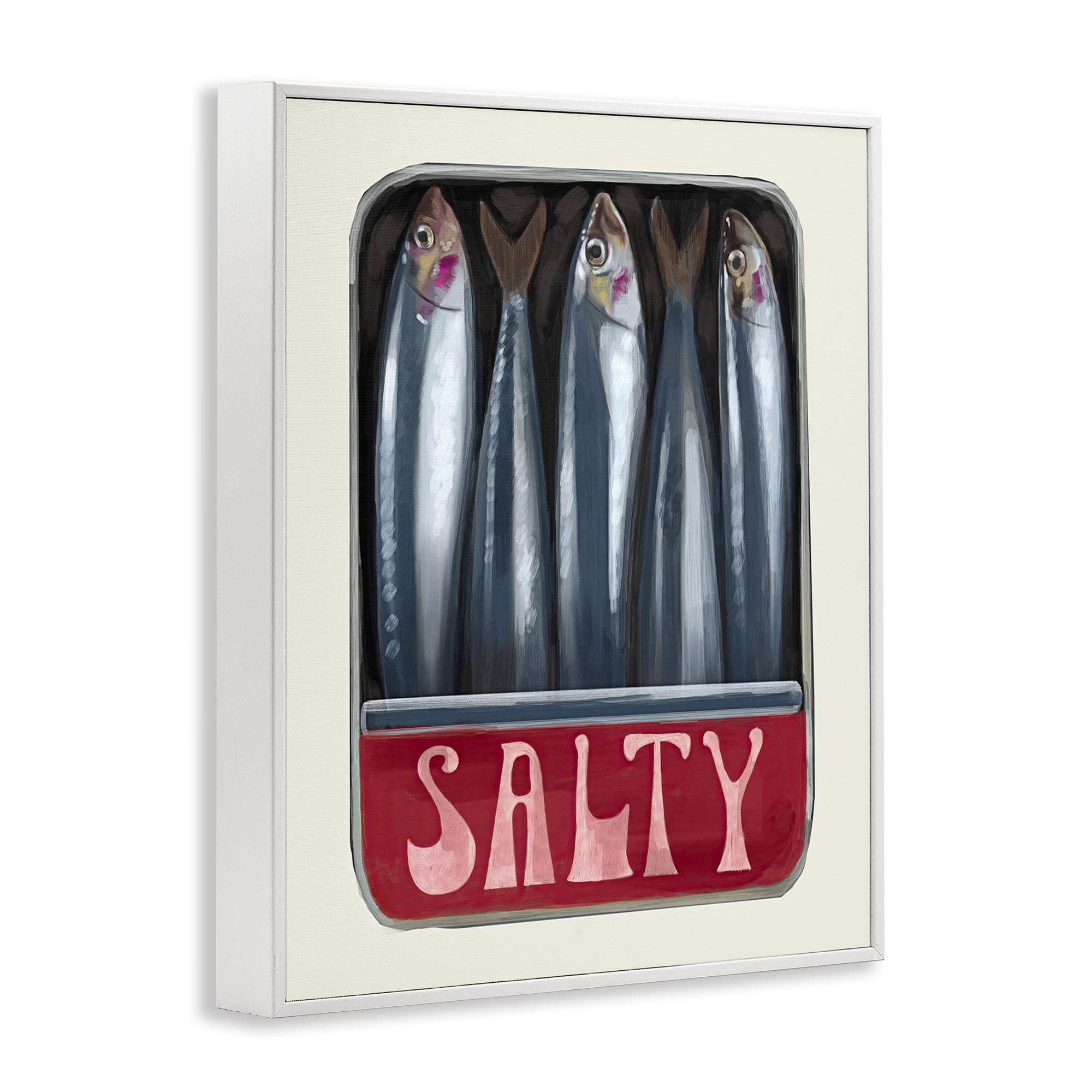 Stupell Industries Salty Sardines Can Food & Beverage Painting White Framed Art Print Wall Art, 11 x 14
