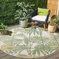 thumbnail image 2 of SAFAVIEH Barbados Cahir Botanical Indoor/Outdoor Area Rug, Ivory/Green, 6'7" x 6'7" Round, 2 of 16