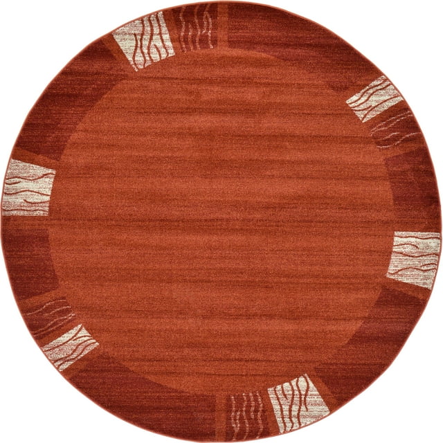 Unique Loom Del Mar Collection Tapis Rond Transitionnel Contemporain, 8 Pieds, Rouille Rouge/terre Cuite