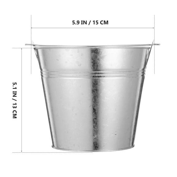 FONDOTIN Rustic Small Iron Bucket with Handle, Galvanized Metal Flower Planter for Party and Home Decor