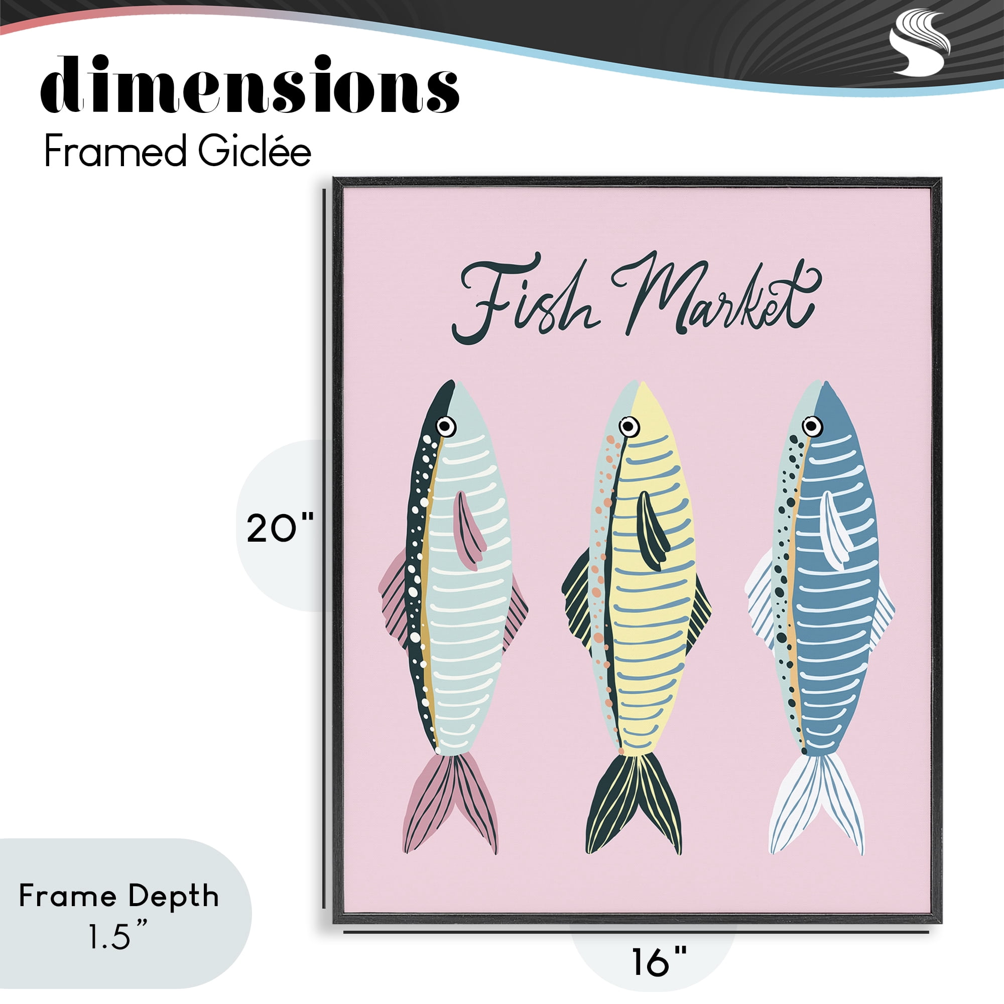 Stupell Industries Quirky Coastal Fish Market Black Framed Giclee Art, design by Hey Bre! Creative Studio
