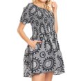 thumbnail image 4 of Sakkas Ife Wax African Ankara Colorful Cocktail Short Dress Off-shoulder w/pockets - 26-BlackWhite - One Size Regular, 4 of 5